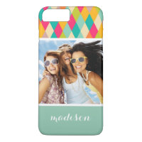 Photo personnalisée et nom Harlequin motif vintage