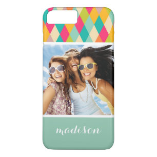 Coque Case-Mate Pour iPhone Photo personnalisée et nom Harlequin motif vintage