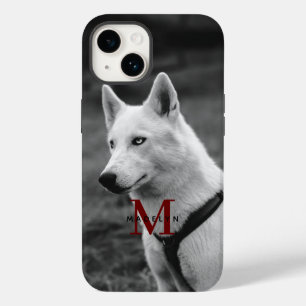 Coque Pour iPhone 14 Photo personnalisée Monogram Cute Dog Apple X 11 1