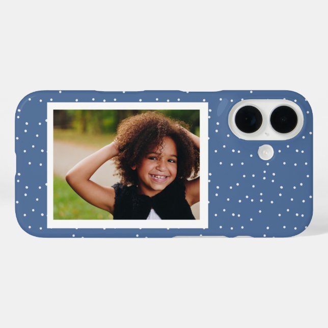 Coques Case-Mate iPhone Photo personnalisée Pois bleus (Verso (horizontal))