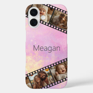 Coque Pour iPhone 16 Photo Pink & Gold Film Strip