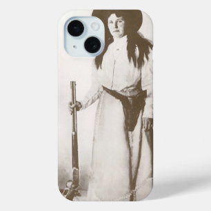 Coque Pour iPhone 15 Photo Portrait d'une fille qui tient un fusil, c19