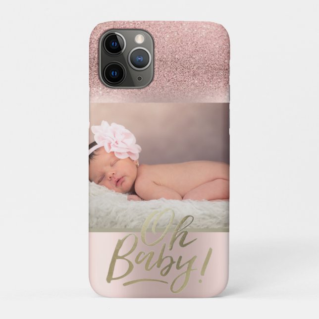 Coques Case-Mate iPhone Photo Rose Gold Parties scintillant Ombre Oh Baby (Dos)