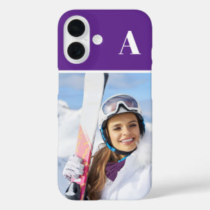 Coque Pour iPhone 16 Photo Sport d'hiver Monogramme Royal Purple