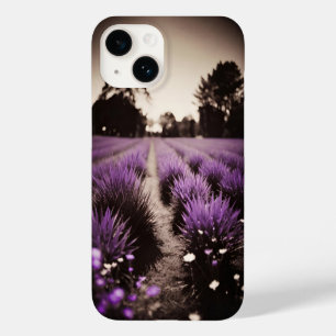 Coque Pour iPhone 14 Photo vintage Purple Lavender Champ et marguerites