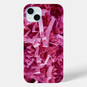 Coque iPhone 15 Mini Photographie de texture de papier broyé rose