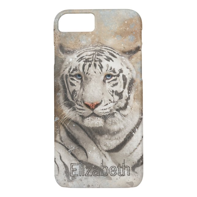 Coques Case-Mate iPhone Photographie du tigre du Bengale blanc Aquarelle m (Dos)