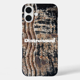 iPhone 16 Plus Case Photographie personnalisée de métal rouillé noir g