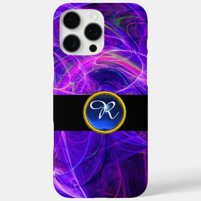 Coques Case-Mate iPhone PHOTON CRAZY PURPLE BLUE GEM MONOGRAM Abstrait (Verso)