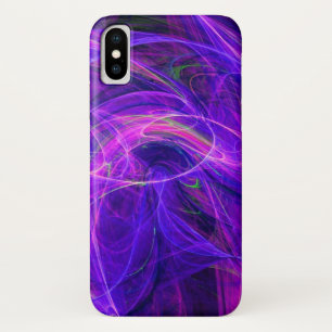 Coque Case-Mate Pour iPhone PHOTON CRAZY Vagues fractales bleues violettes