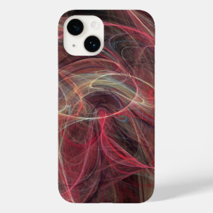 Coque Pour iPhone 14 PHOTON FROID rose gris fractal Vagues