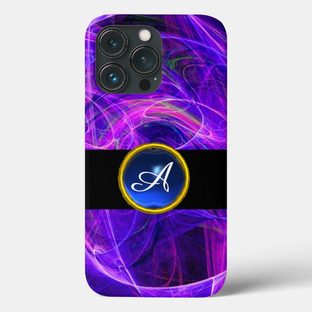 COQUES Case-Mate iPhone PHOTON FROID SAPPHIRE BLEU GEM STONE MONOGRAMME (Verso)