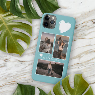 Case-Mate iPhone Case Photos Et Cœur Sur Turquoise Clair Bleu Turquoise