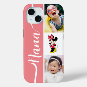 Coque Pour iPhone 15 Photos personnalisés   Minnie souris en robe rouge