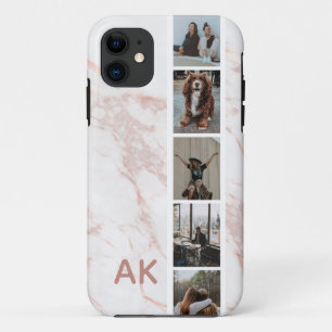 Case-Mate iPhone Case Photothèque en marbre rose Initiales personnalisée