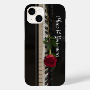 Coque Pour iPhone 14 Piano personnalisé avec une rose rouge - romantiqu