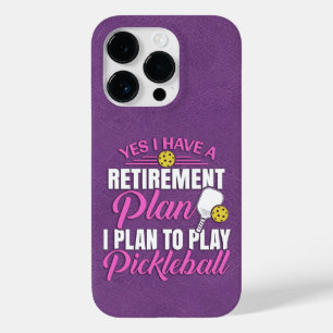 Coque Pour iPhone 14 Pro Pickleball en cuir violet amusant