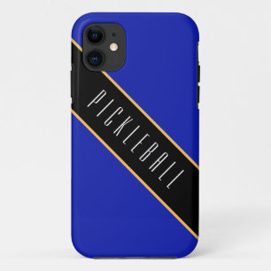 Case-Mate iPhone Case PICKLEBALL Fun Royal Blue Black Diagonal Stripes