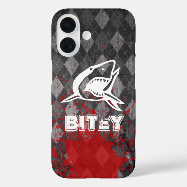 Coques Case-Mate iPhone Pictogramme de requin sur le Jacquard noir Grungy (Verso)
