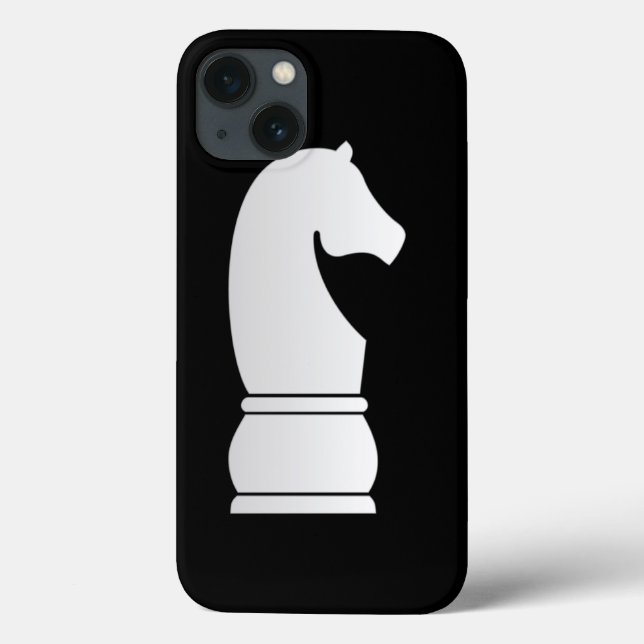 Coques Case-Mate iPhone Pièce d'échecs de chevalier blanc (Verso)