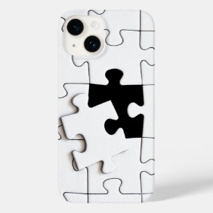Coque Pour iPhone 14 Pièces de puzzle qui s'amusent noir et blanc