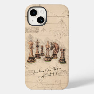 Coque Pour iPhone 14 Pièces d'échecs Croquis Vintage Art. Joueur Cadeau