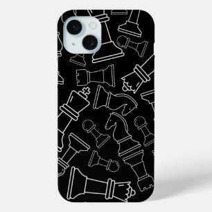 Coque iPhone 15 Mini Pièces d'échecs noires