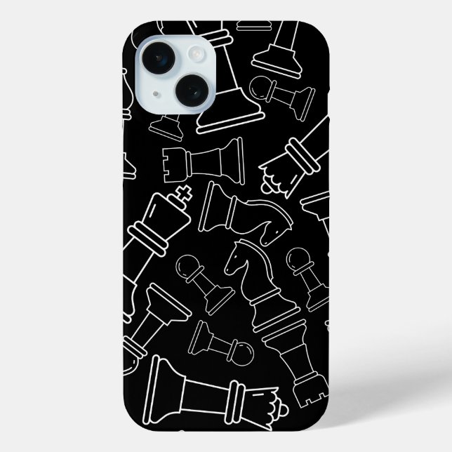 Coques Case-Mate iPhone Pièces d'échecs noires (Verso)