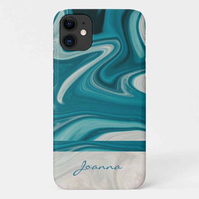 Coques Case-Mate iPhone Pierre de marbre gris et bleu (Dos)