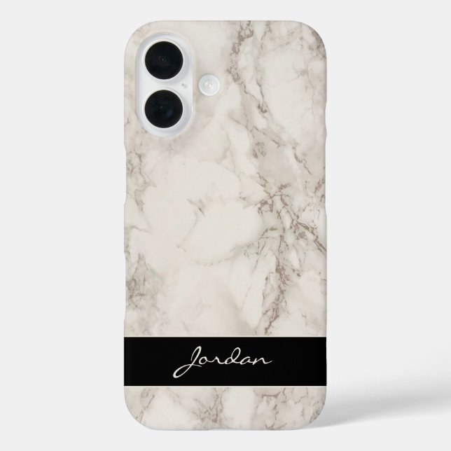 Coques Case-Mate iPhone Pierre de marbre poli blanc ivoire portant le nom (Verso)