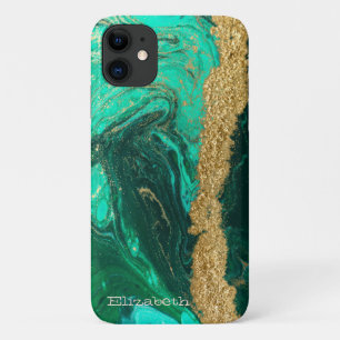 Case-Mate iPhone Case Pierre de marbre vert Texture Parties scintillant 