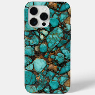 Coque iPhone 15 Pro Max Pierre Turquoise et noire
