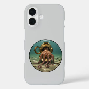 Coque Pour iPhone 16 Pieuvre de mer à l'intérieur d'un casque de plongé