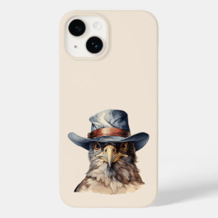 Coque Pour iPhone 14 pigeon drôle portant un casquette cowboy, aquarell