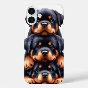 COQUES iPhone 16 PLUS PILE ADORABLE DE CHIENS À POIVRE ROTTWEILER