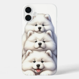 COQUES iPhone 16 PLUS PILE ADORABLE DE CHIENS SAMOYENS