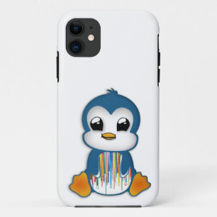 Coque iPhone 11 Pingouin bleu orange mignon