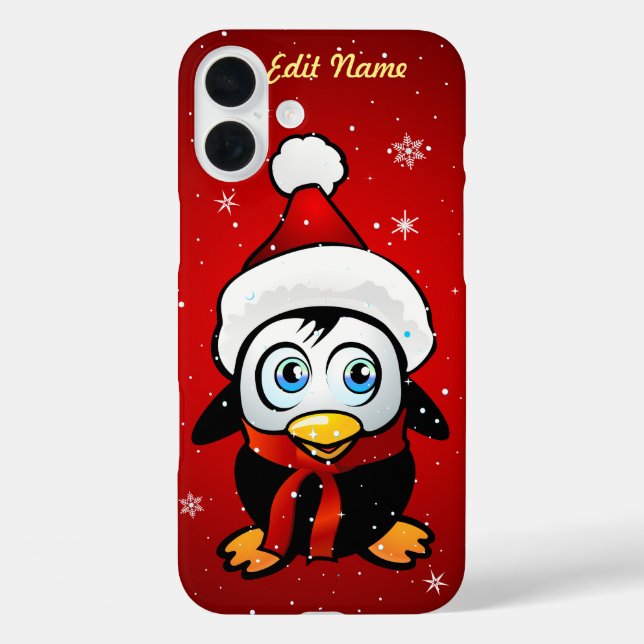 Coques Case-Mate iPhone Pingouin drôle avec le casquette de Noël (Verso)