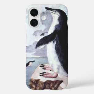 Coque Pour iPhone 16 Pingouin vintage Chinstrap, Oiseaux de l'Antarctiq