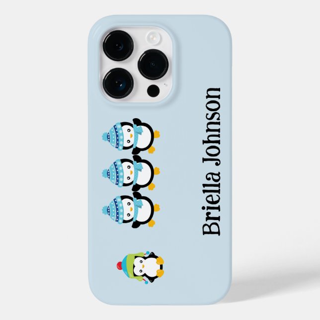 Coques Case-Mate iPhone Pingouins personnalisés habillés pour l'hiver (Verso)