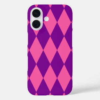 Coque Pour iPhone 16 Pink and Purple Harlequin Checkered Design