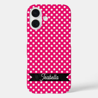 Coque Pour iPhone 16 Pink and White Polka dots