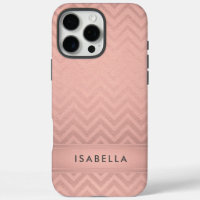 Pink & Black Chevron Faux Rose Gold Foil Monogramm