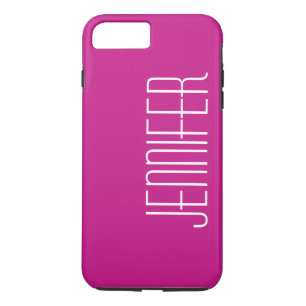 Coque iPhone 7 Plus Pink Chic Chic Moderne, Nom Jumbo Personnalisé