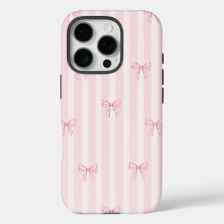 Coques iPhone 16 Pro Pink Coquette Bow Stripes iPhone 16 Pro Case.