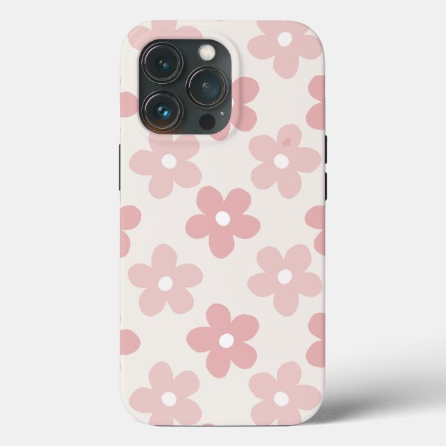 Coques Case-Mate iPhone Pink Cream Daisy Flowers Retro Pattern (Verso)