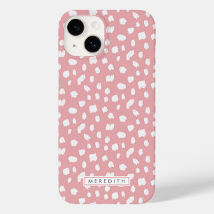 Coque Pour iPhone 14 Pink Dalmatian Nom d'impression Coque-coque iphone