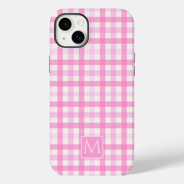 Coques Case-Mate iPhone Pink En vichy Plaid À damiers Motif (Verso)