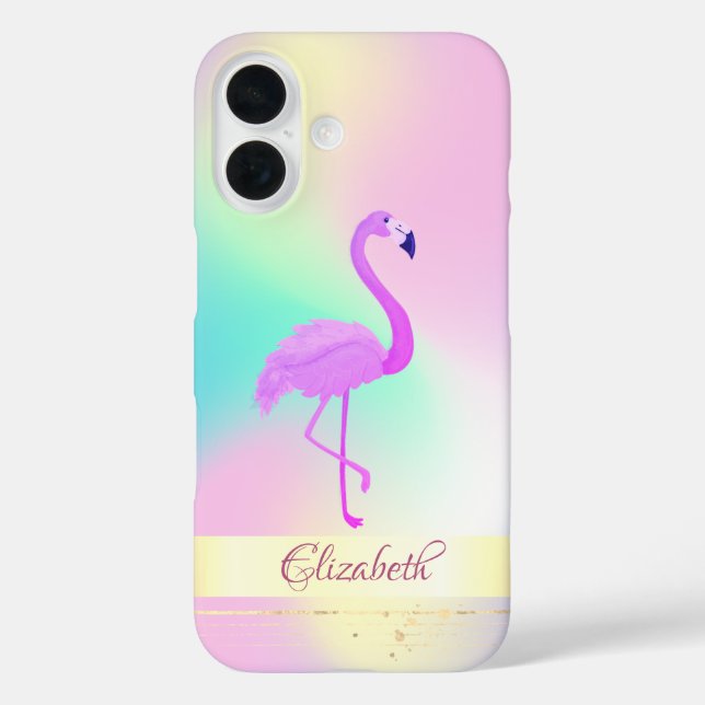 Coques Case-Mate iPhone Pink Flamingo Holographic Ombre (Verso)