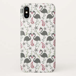 Case-Mate iPhone Case Pink flamingo seamless pattern flowers, leaves